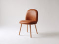 Sedia da pranzo - similpelle-legno - 50x55x84 cm - marrone cognac-legno naturale - stile rétro moderno