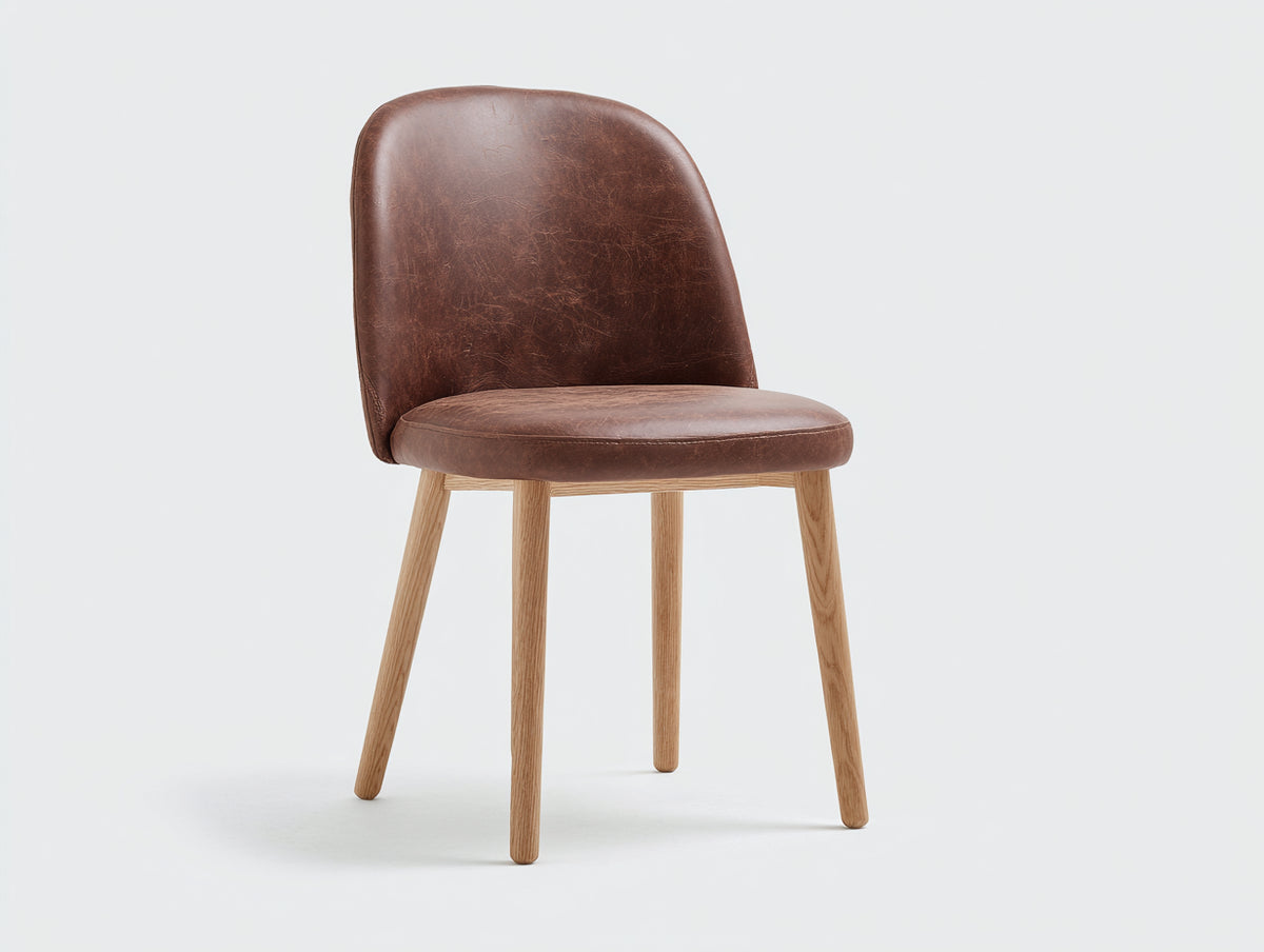Sedia da pranzo - similpelle-legno - 54x56x86 cm - marrone scuro-legno naturale - stile rétro moderno