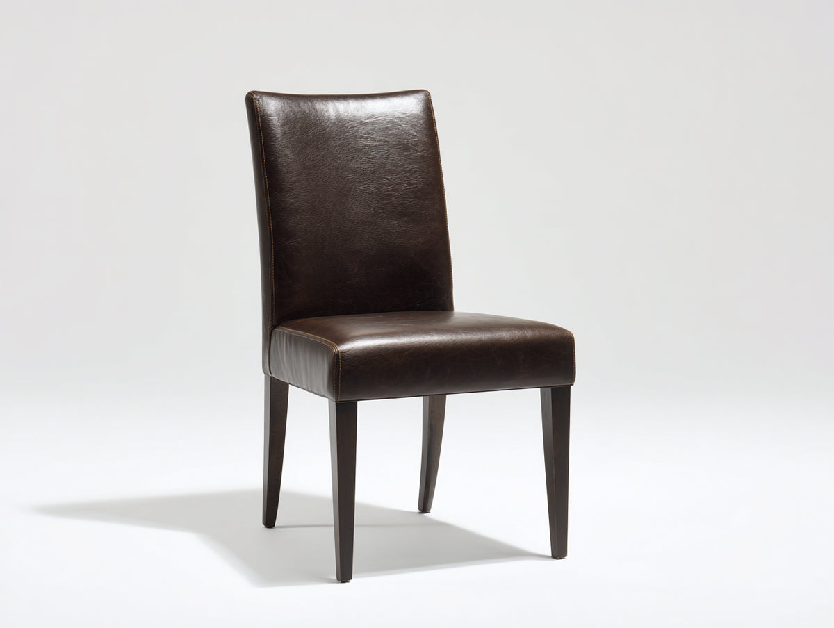 Sedia da pranzo - similpelle-legno - 48x55x93 cm - marrone scuro-legno scuro - stile classico contemporaneo
