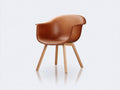 Sedia da pranzo - similpelle-legno - 61x58x78 cm - marrone cognac-legno naturale - stile moderno