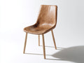 Sedia da pranzo - similpelle-legno - 50x56x86 cm - marrone chiaro-legno naturale - stile vintage moderno