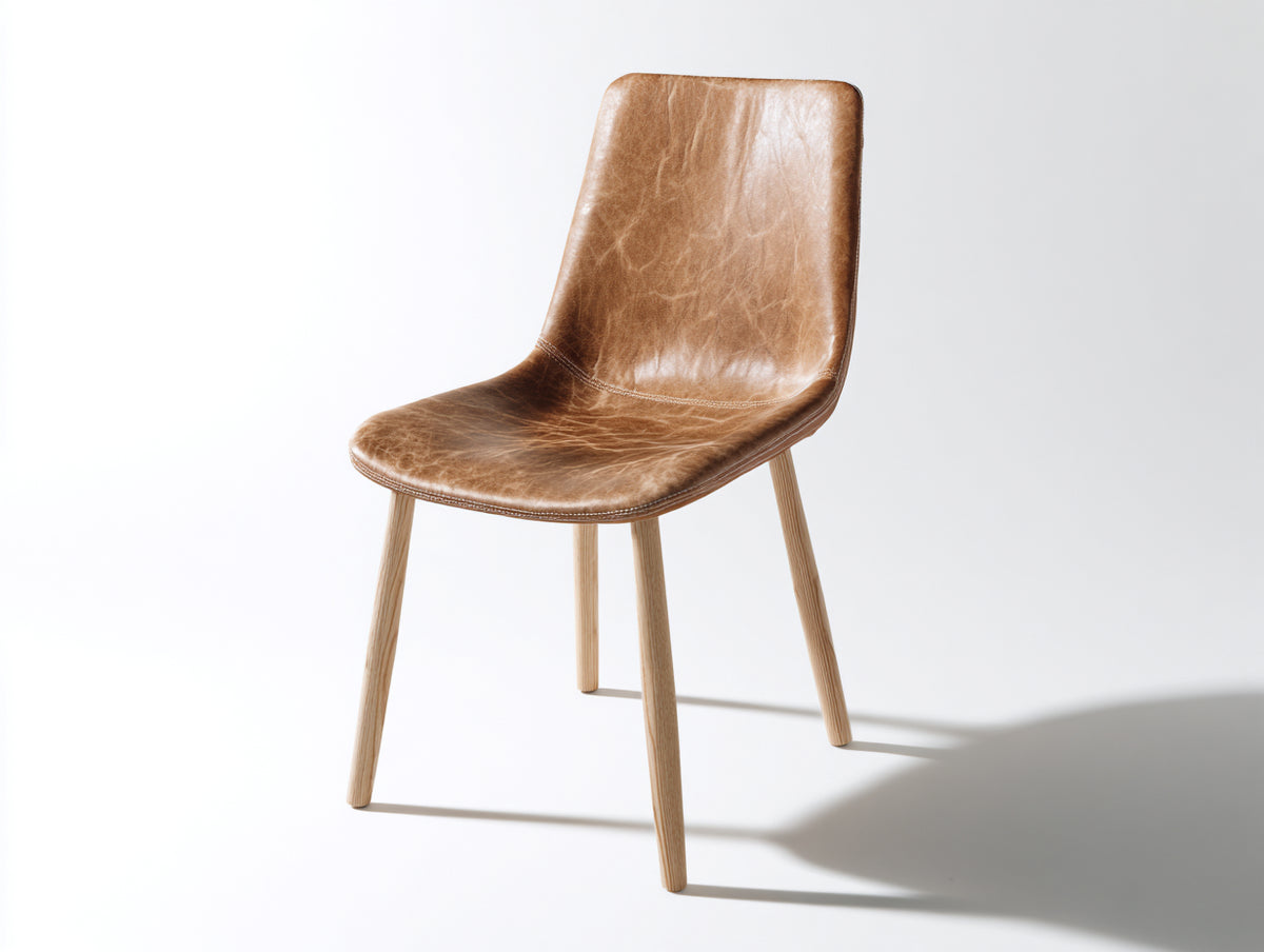 Sedia da pranzo - similpelle-legno - 50x56x86 cm - marrone chiaro-legno naturale - stile vintage moderno