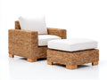Poltrona da giardino - Rattan-Tessuto-Legno - 97x91x84 cm - Naturale-Avorio - Stile rustico