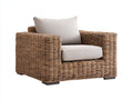 Poltrona da giardino - Rattan-Tessuto - 96x89x80 cm - Marrone-Beige - Stile rustico