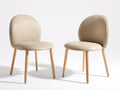 Sedia da pranzo - rivestimento effetto pelle-legno - 52x55x83 cm - beige-legno naturale - stile contemporaneo