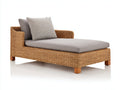 Lettino prendisole - Rattan-Tessuto-Legno - 198x92x78 cm - Naturale-Grigio tortora - Stile contemporaneo