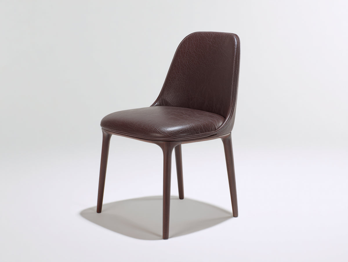Sedia da pranzo - similpelle-legno - 53x51x84 cm - marrone scuro - stile contemporaneo