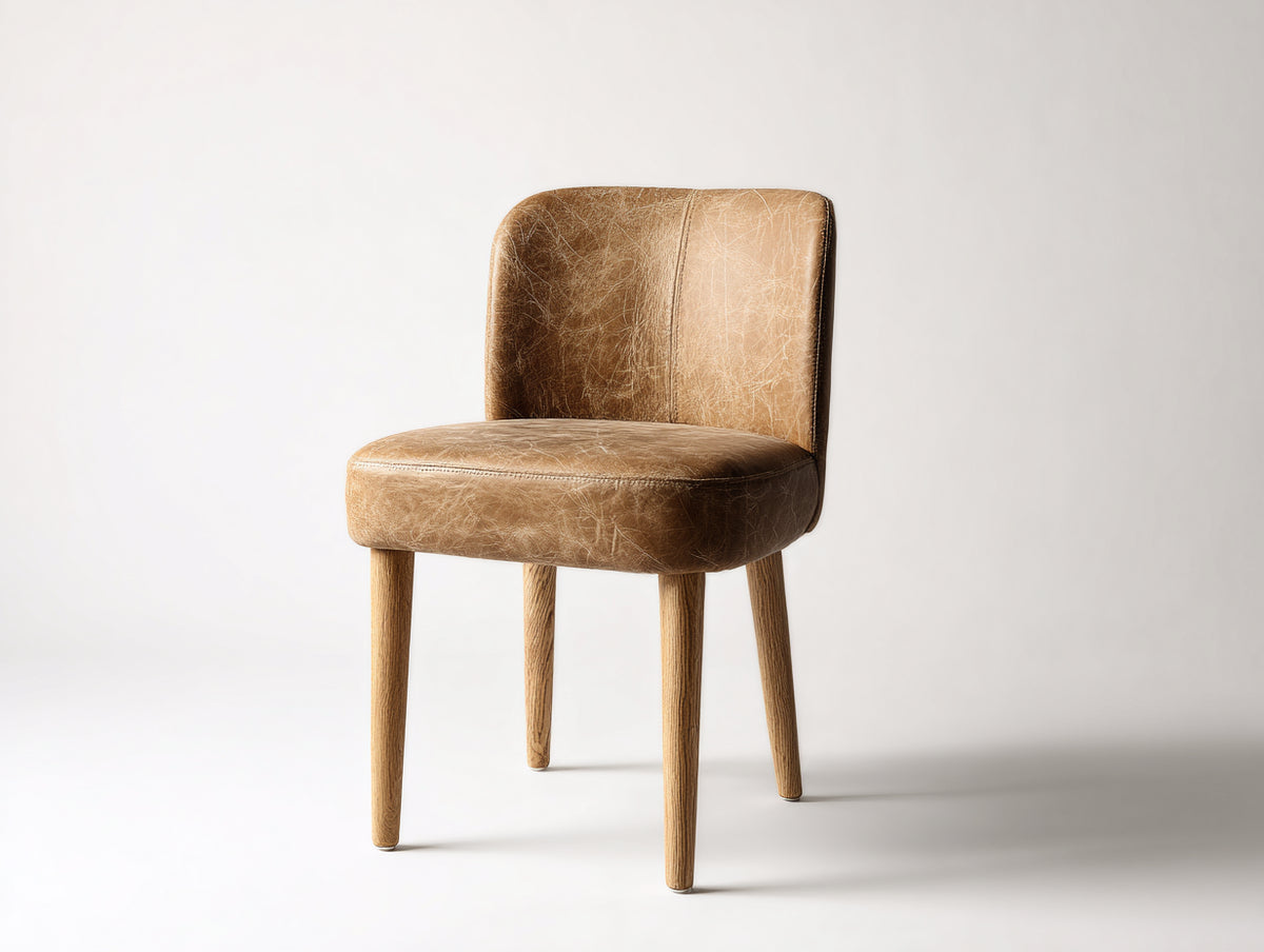 Sedia da pranzo - similpelle-legno - 52x54x83 cm - marrone chiaro-legno naturale - stile vintage moderno