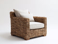 Poltrona da giardino - Rattan-Tessuto - 96x90x83 cm - Miele-Avorio - Stile rustico