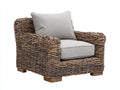 Poltrona da giardino - Rattan-Tessuto-Legno - 98x92x84 cm - Marrone-Grigio chiaro - Stile rustico
