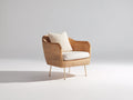 Poltrona da giardino - Rattan-Tessuto-Metallo - 78x80x85 cm - Miele-Avorio - Stile mediterraneo