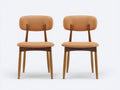 Sedia da pranzo - similpelle-legno - 50x54x80 cm - cammello-legno naturale - stile rétro