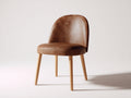 Sedia da pranzo - similpelle-legno - 53x56x84 cm - marrone cognac-legno naturale - stile rétro moderno