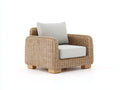 Poltrona da giardino - Rattan-Tessuto-Legno - 94x89x78 cm - Naturale-Avorio - Stile contemporaneo