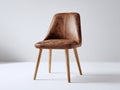 Sedia da pranzo - rivestimento effetto pelle-legno - 51x55x85 cm - marrone cognac-legno naturale - stile vintage moderno