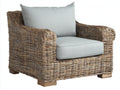 Poltrona da giardino - Rattan-Tessuto - 102x95x86 cm - Marrone-Grigio chiaro - Stile rustico