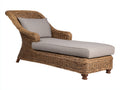 Lettino prendisole - Rattan-Tessuto-Legno - 198x90x92 cm - Marrone naturale-Tortora - Stile rustico
