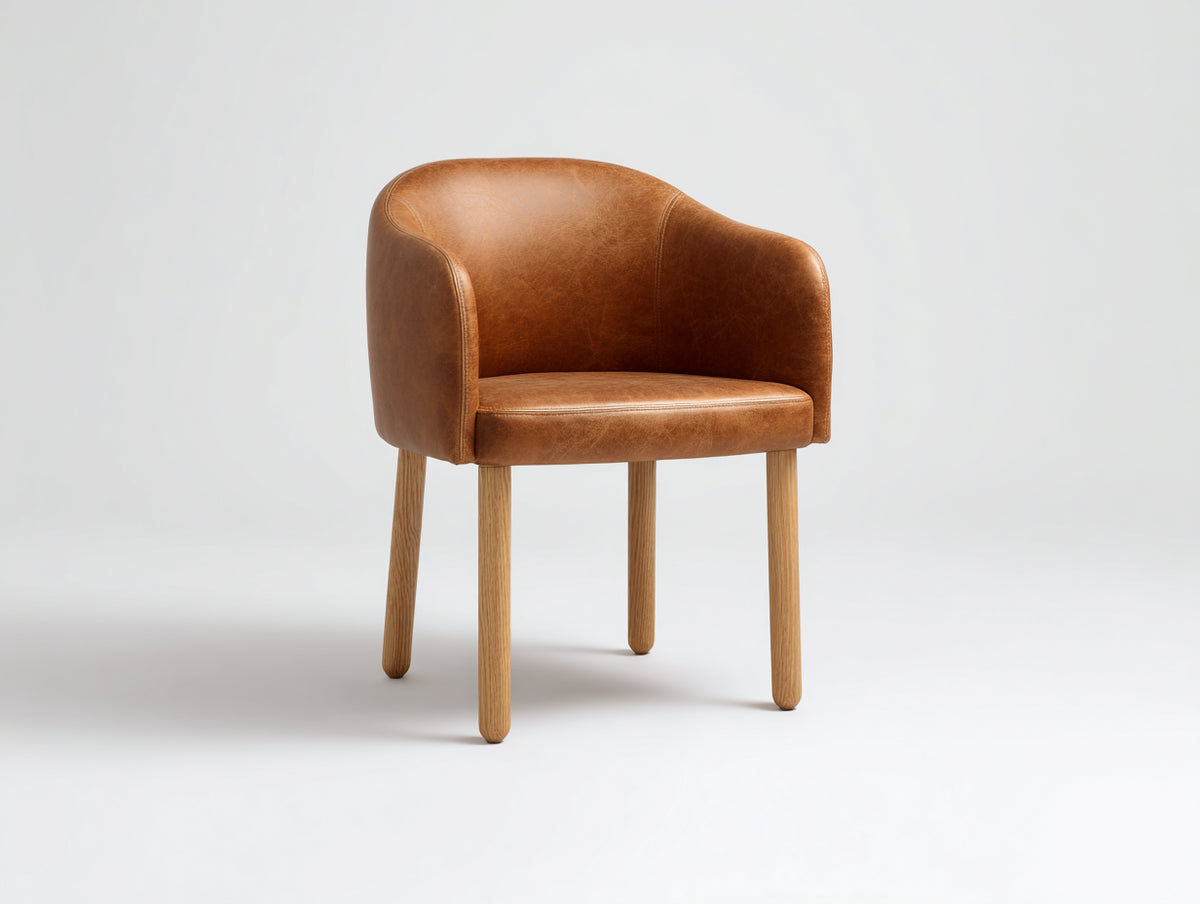 Sedia da pranzo - similpelle-legno - 60x58x78 cm - marrone cognac-legno naturale - stile moderno rétro