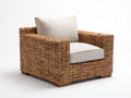 Poltrona da giardino - Rattan-Tessuto - 94x89x80 cm - Naturale-Crema - Stile contemporaneo