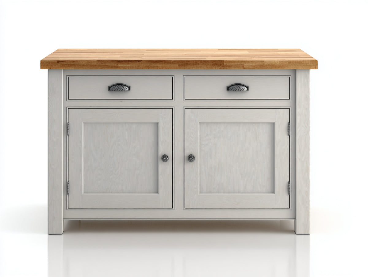 Credenza - Legno - 105x45x88 cm - Bianco-Naturale - Stile classico rustico
