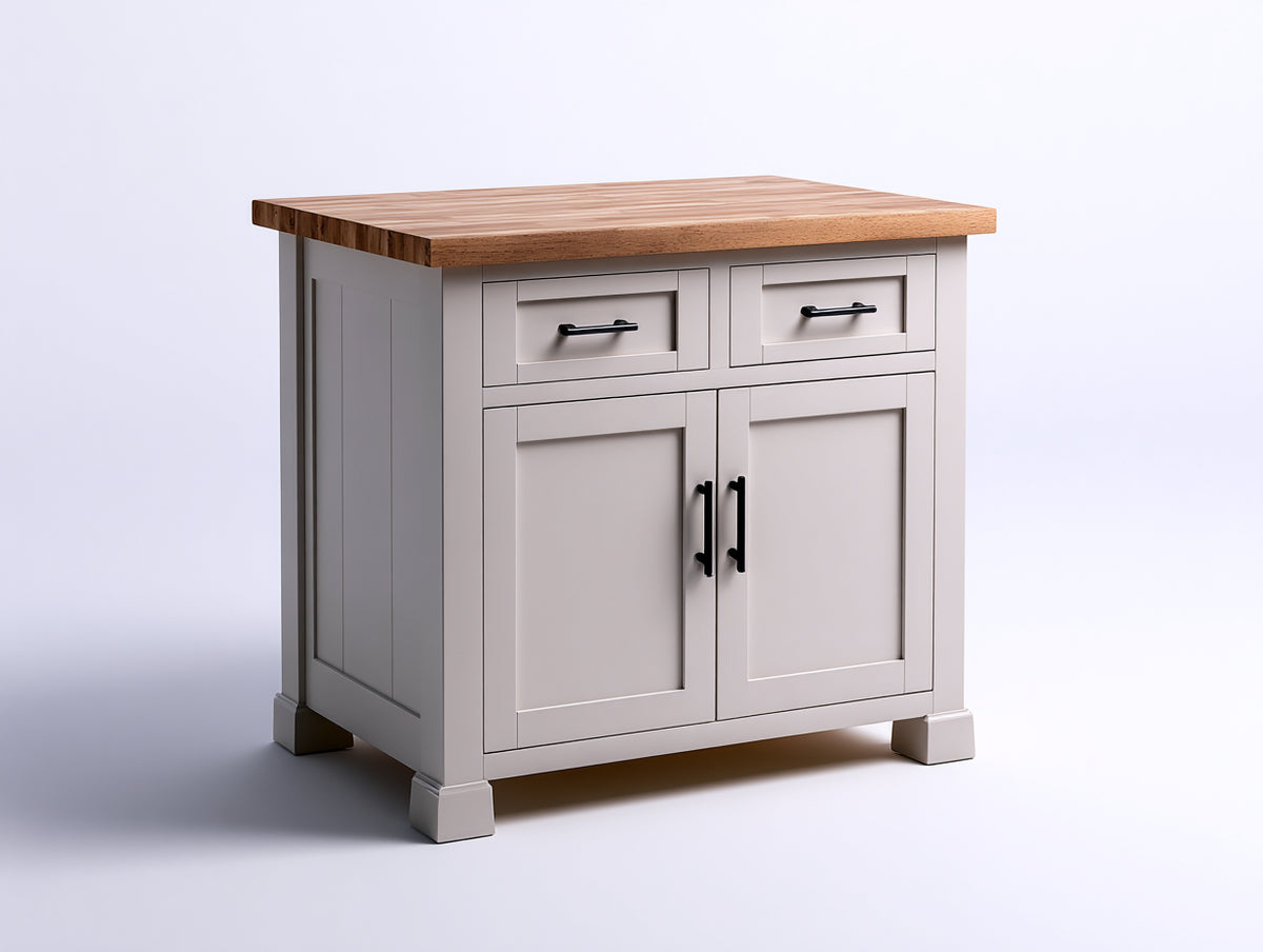 Credenza - Legno - 95x45x90 cm - Grigio chiaro-Naturale - Stile rustico moderno